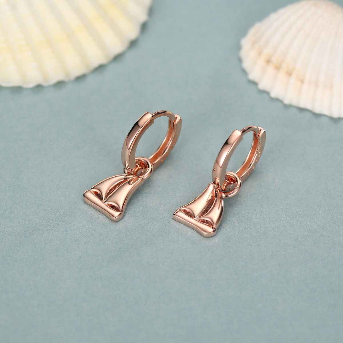 Detachable Sailing Boat Charm Huggie Hoop Earrings