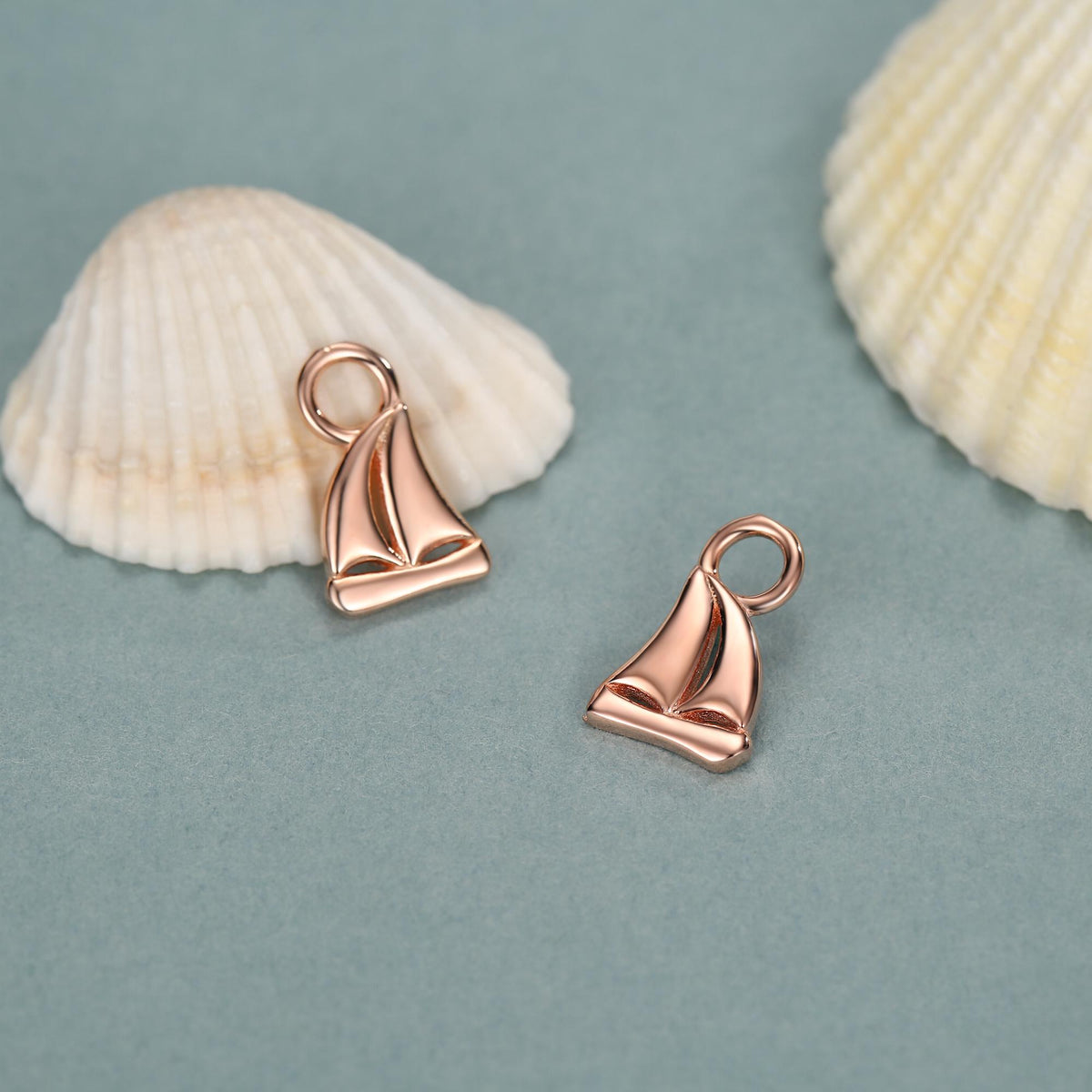 Detachable Sailing Boat Charm Huggie Hoop Earrings