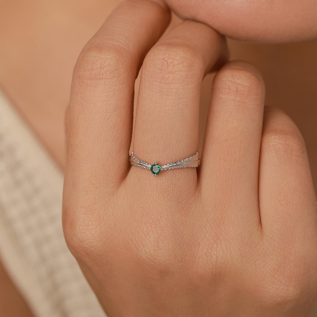 Fern Leaf CZ Eternity Ring