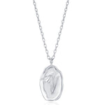 Snowdrop Birth Flower Oval Pendant Necklace