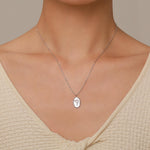 Snowdrop Birth Flower Oval Pendant Necklace