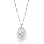 Violet Birth Flower Oval Pendant Necklace