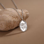 Violet Birth Flower Oval Pendant Necklace