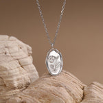 Violet Birth Flower Oval Pendant Necklace