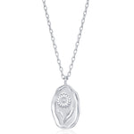 Daisy Birth Flower Oval Pendant Necklace
