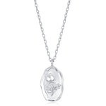 Rose Birth Flower Oval Pendant Necklace