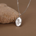Rose Birth Flower Oval Pendant Necklace