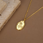 Rose Birth Flower Oval Pendant Necklace