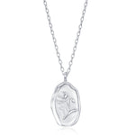 Poppy Flower Oval Pendant Necklace