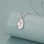 Poppy Flower Oval Pendant Necklace