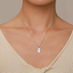 Cosmos Birth Flower Oval Pendant Necklace