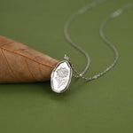 Chrysanthemum Birth Flower Oval Pendant Necklace