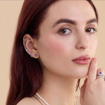 Purple Amethyst CZ Flower 16G Flat Back Stud Earrings