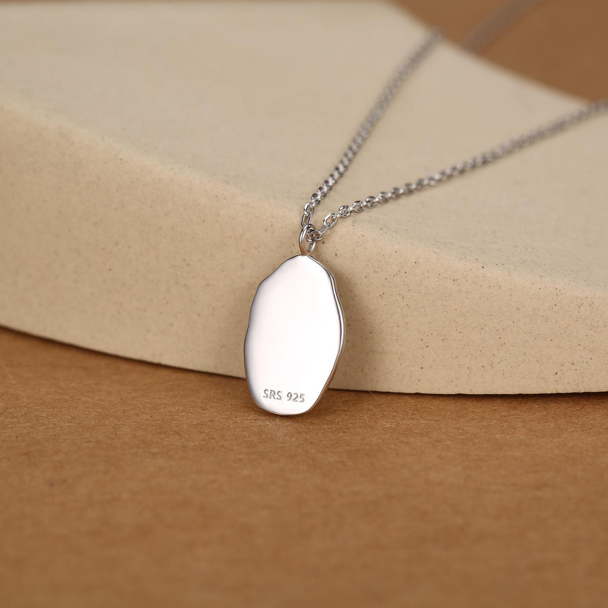 Aster Birth Flower Oval Pendant Necklace
