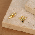 Mismatched Bull Skull and Bird Skull Hoop Earrings