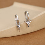 Sterling Silver Mismatched Bird and Bull Skull Earring Charms for Hoop Earrings