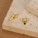 Sterling Silver Mismatched Bird and Bull Skull Earring Charms for Hoop Earrings