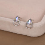 Moonstone Double Droplet Stud Earrings