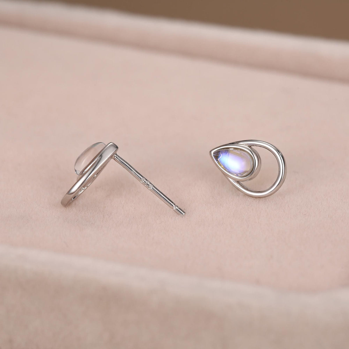 Moonstone Double Droplet Stud Earrings