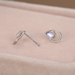 Moonstone Double Droplet Stud Earrings