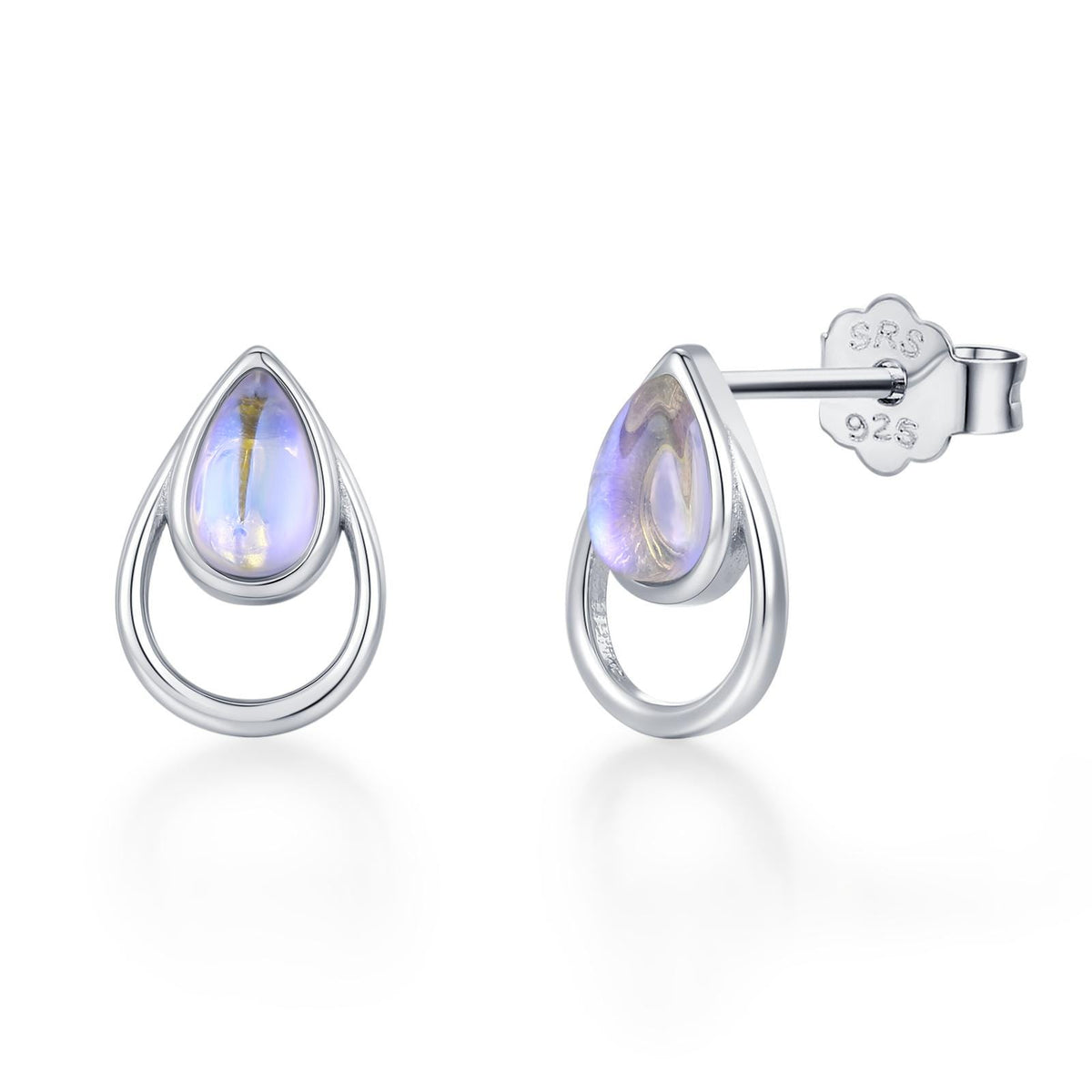 Moonstone Double Droplet Stud Earrings