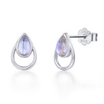 Moonstone Double Droplet Stud Earrings