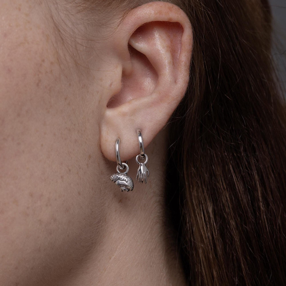 Sterling Silver Hand Huggie Hoops, Silver or Gold, Detachable Cute Hand Hoop Earrings, Palm Earrings