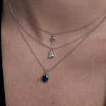 Royal Sapphire Blue CZ Pear Pendant Necklace