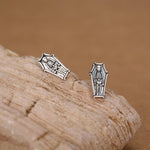 Sterling Silver Coffin Skeleton Stud Earrings