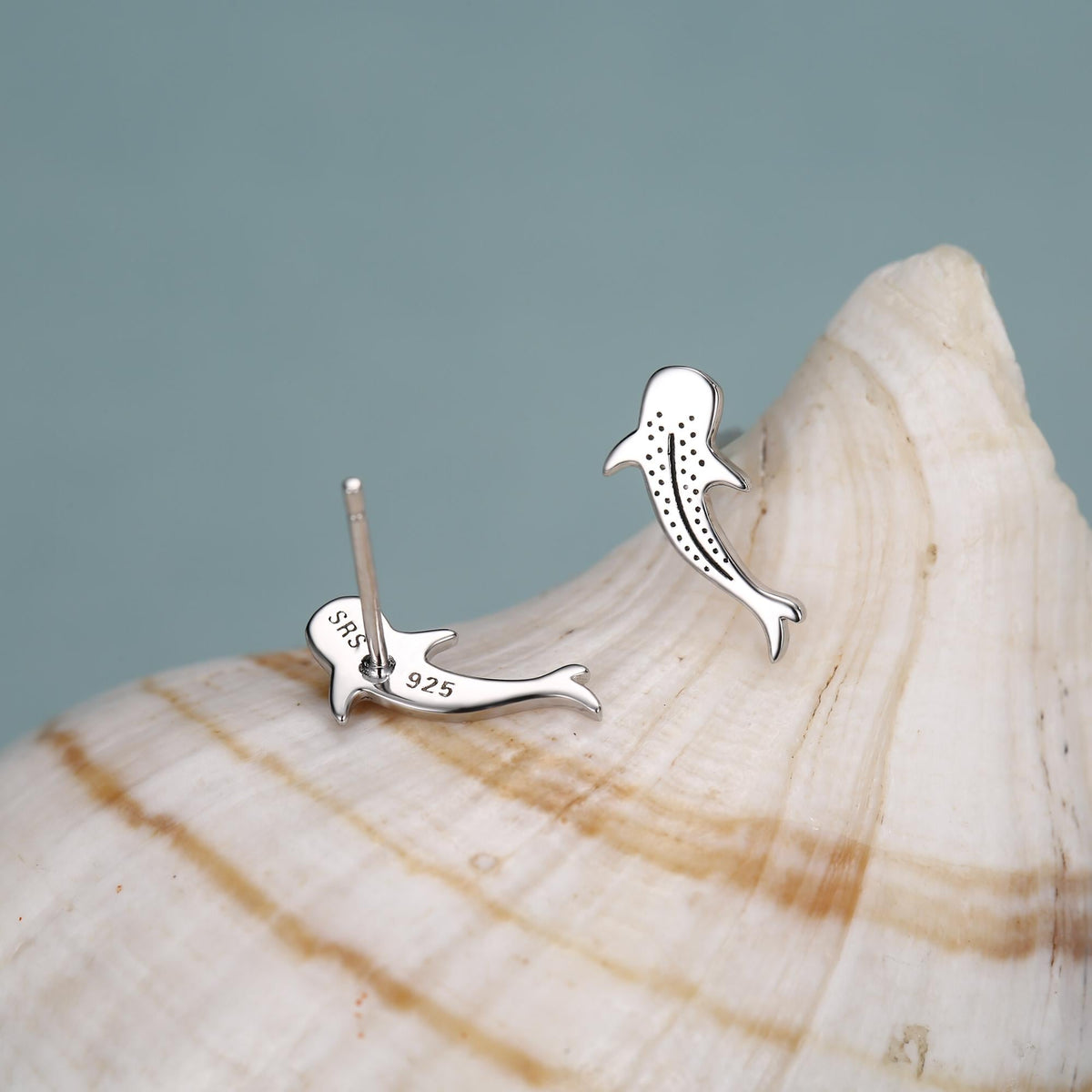 Sterling Silver Whale Shark Stud Earrings