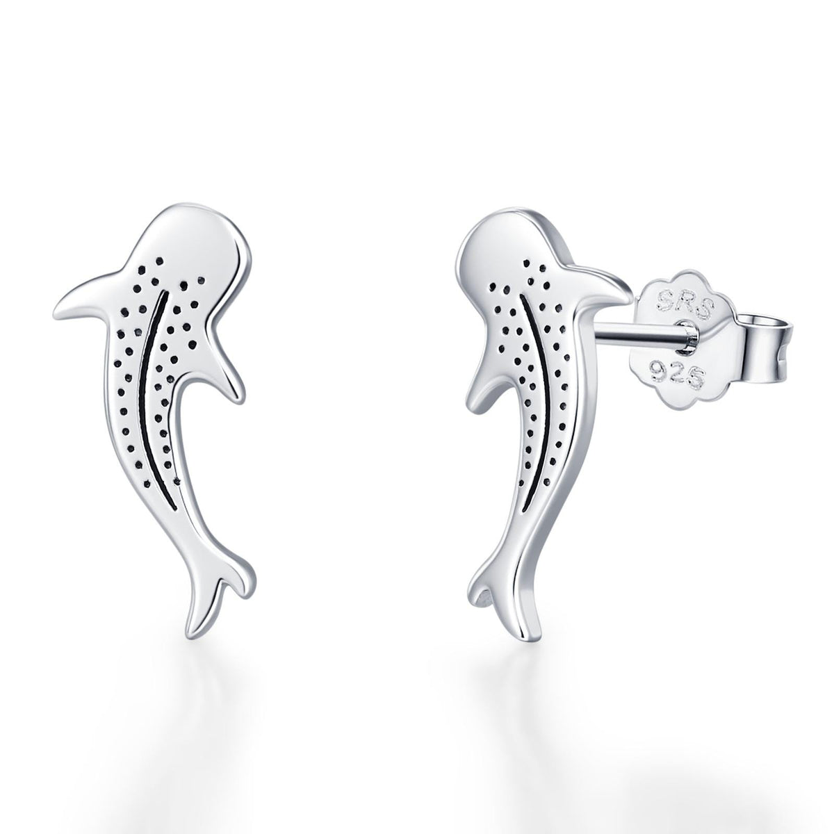 Sterling Silver Whale Shark Stud Earrings