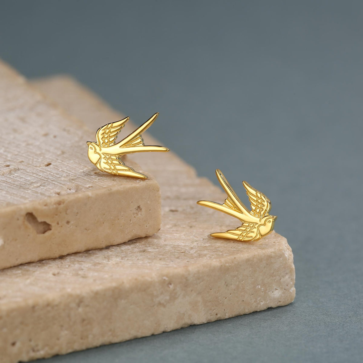 Sterling Silver Swallow Stud Earrings