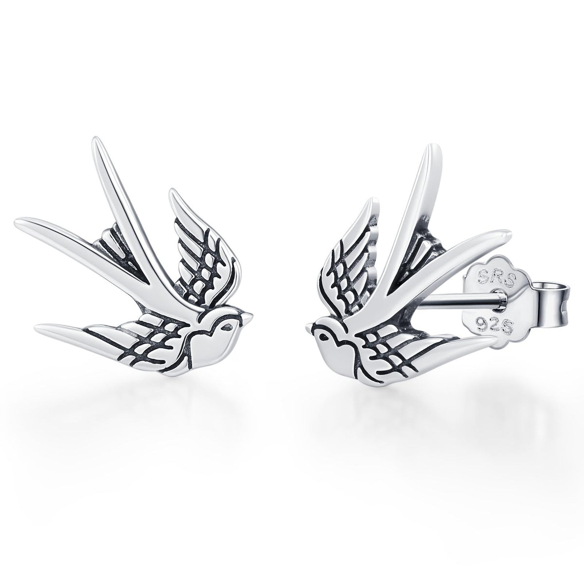 Sterling Silver Swallow Stud Earrings