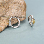 Sterling Silver Yellow CZ Diamond Huggie Earrings