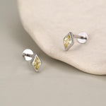 Sterling Silver Yellow CZ 16G Flat Back Labret Earring