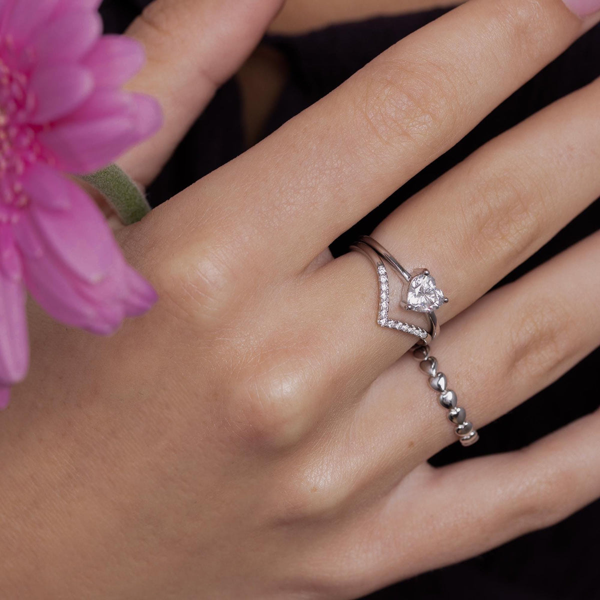 Sterling Silver Moissanite Heart Ring