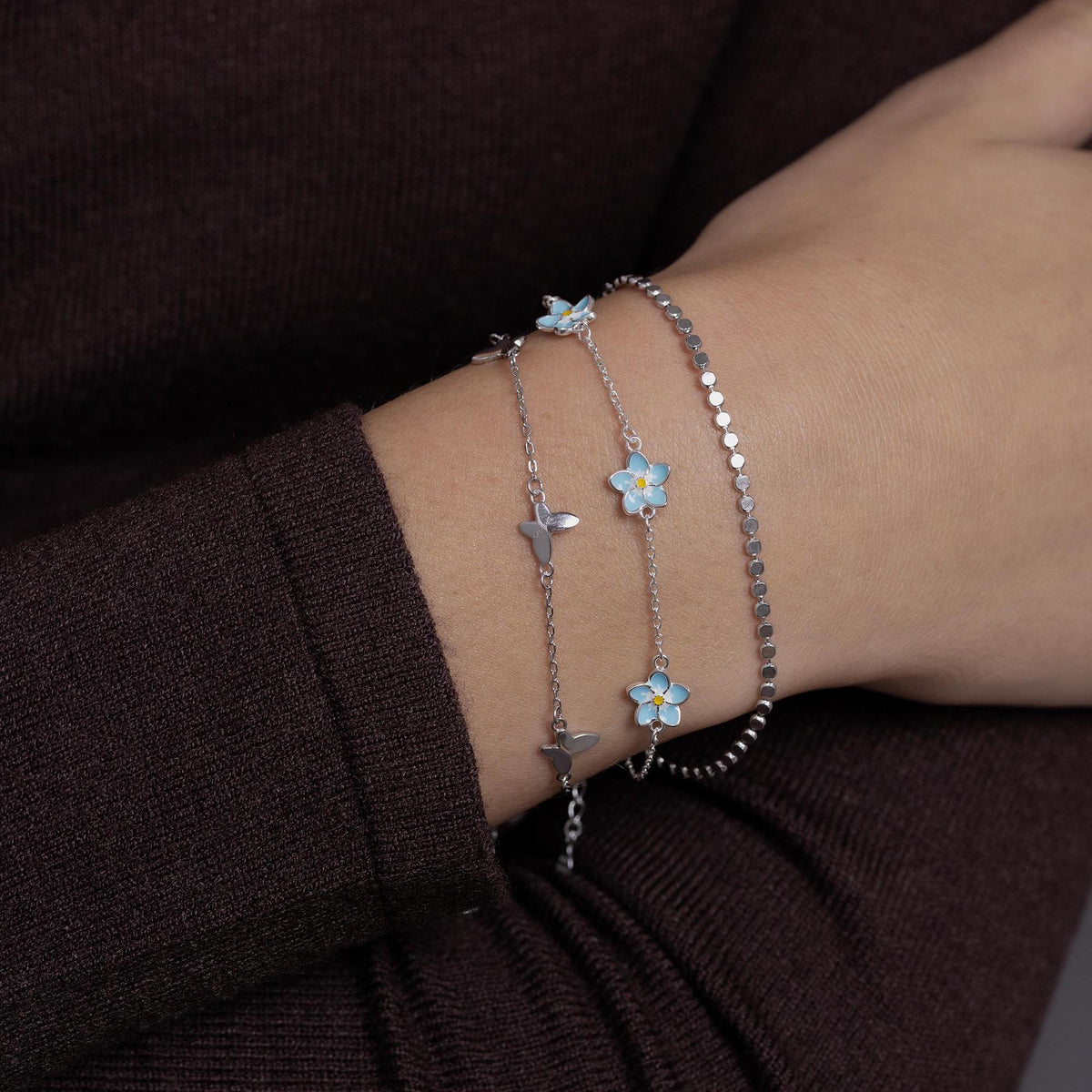 Sparkling Butterfly Trio Charm Bracelet
