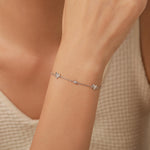 CZ Heart Trio Charm Bracelet