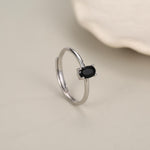 Black Onyx Prong Set Oval Cut Gemstone Ring