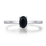 Black Onyx Prong Set Oval Cut Gemstone Ring