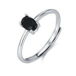 Black Onyx Prong Set Oval Cut Gemstone Ring