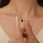 Black Onyx Prong Set Oval Cut Gemstone Ring