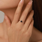 Black Onyx Prong Set Oval Cut Gemstone Ring
