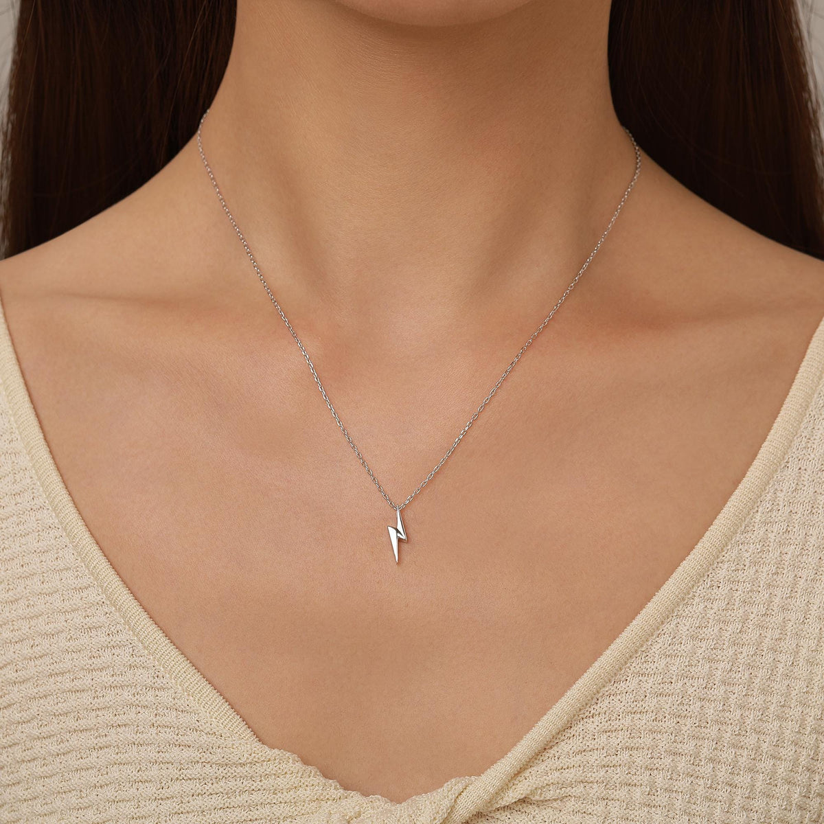 Tiny Lightning Bolt Pendant Necklace