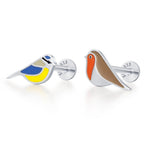 Sterling Silver Mismatched Bird 16G Flat Back Earrings
