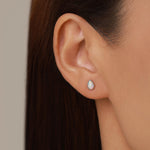 White Opal Droplet Stud Earrings in Sterling Silver