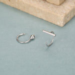Sterling Silver Mismatched Bar and Sphere Open Hoop Earrings