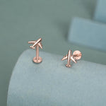 Airplane 16G Flat Back Stud Earrings