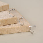 Set of Three Sterling Silver CZ Bar Sphere Open Hoop Earrings