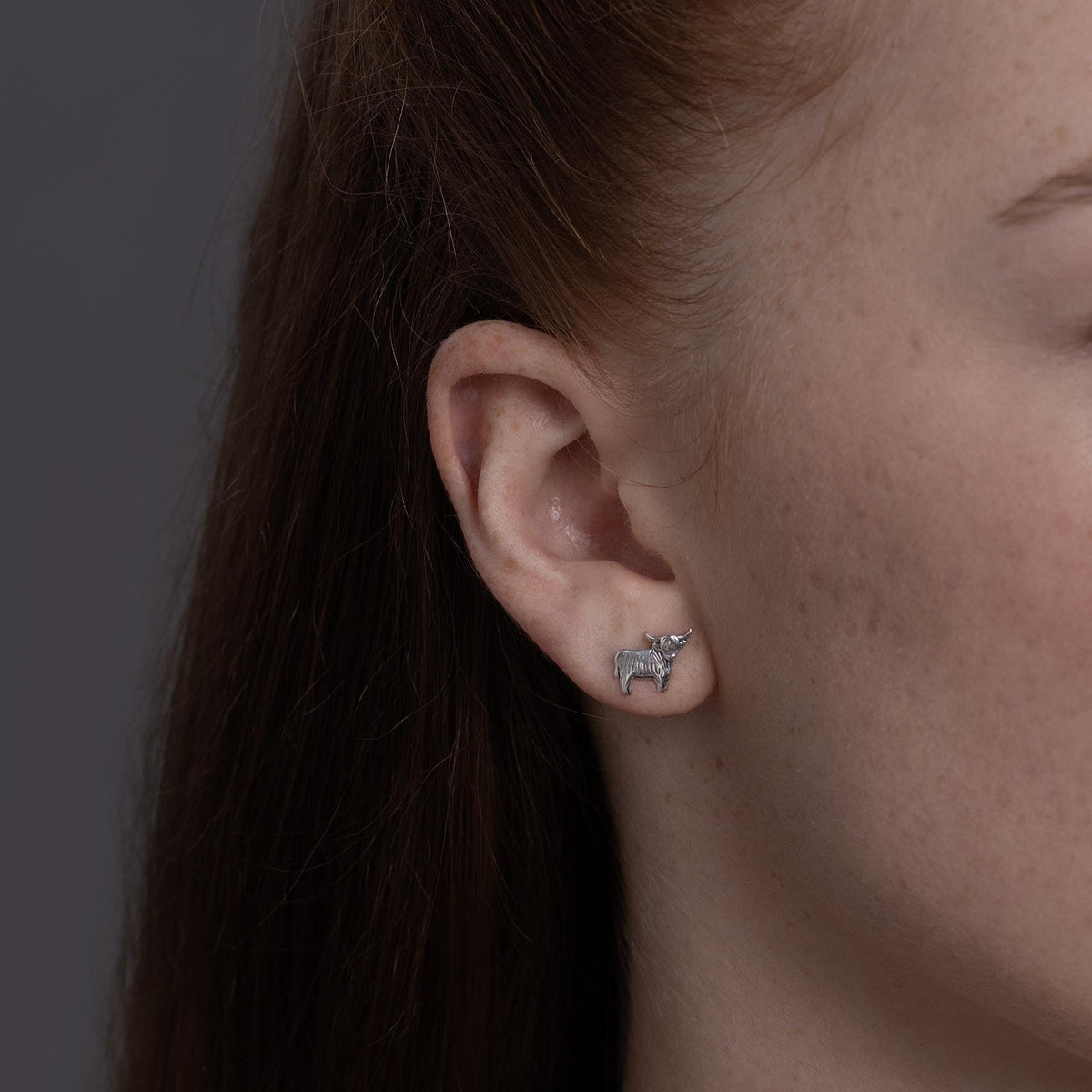 Small Highland Cow Stud Earrings